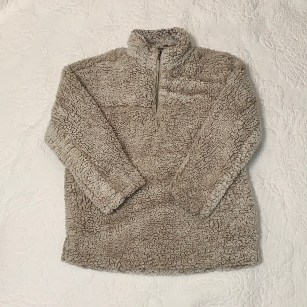 Altar’d State Sherpa Fleece quarter zip sweater size small color oatmeal
